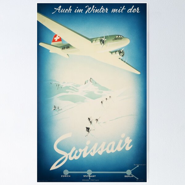 Item preview, ZURICH and BERLIN for Winter Sports Vintage Travel Tourism Poster Advertisement designed and sold by retroposters.