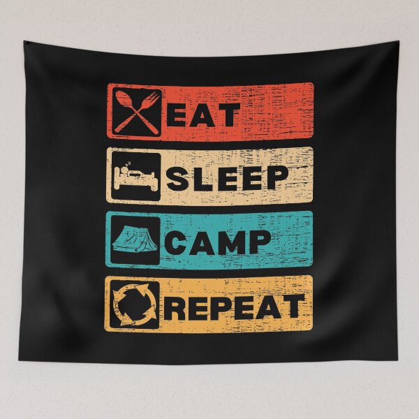 Item preview, Eat Sleep Camp Repeat Funny Camping Trip Lover designed and sold by retrodesigner14.