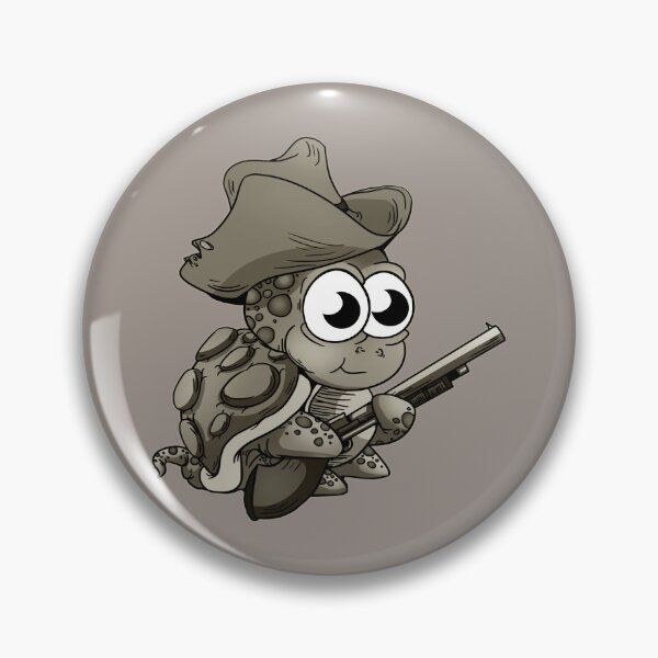 Artikelvorschau, Cartoon Little Cowboy Turtle: Altes zeitgemäßes Sepia/Schwarzweiß entworfen und verkauft von iduzarts.