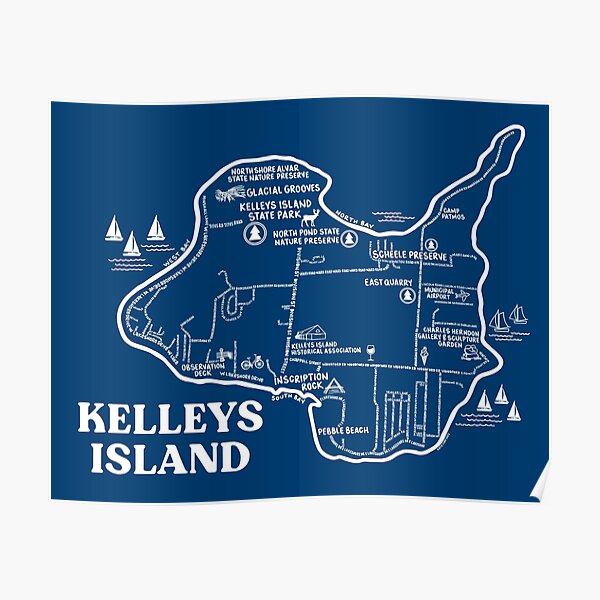"Kelleys Island Map " Poster for Sale by fiberandgloss Redbubble