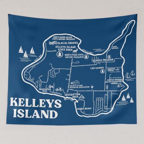 Item preview, Kelleys Island Map  designed and sold by fiberandgloss.