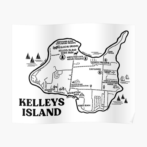 "Kelleys Island Map " Poster for Sale by fiberandgloss Redbubble