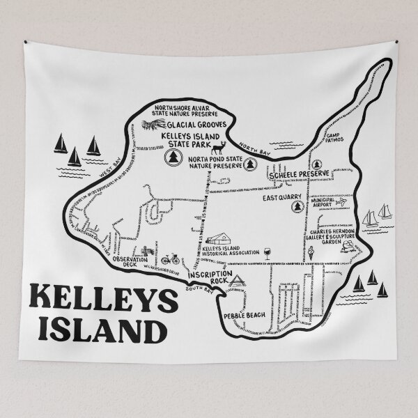 Item preview, Kelleys Island Map  designed and sold by fiberandgloss.