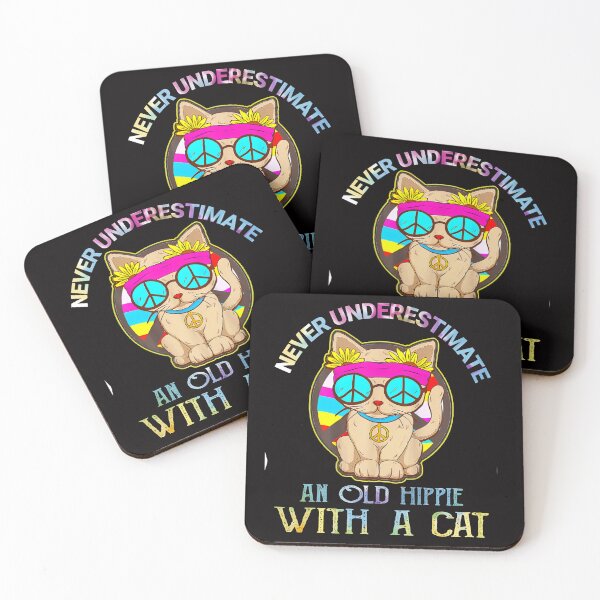 Item preview, Never Underestimate An Old Hippie With A Cat designed and sold by RobeLan.