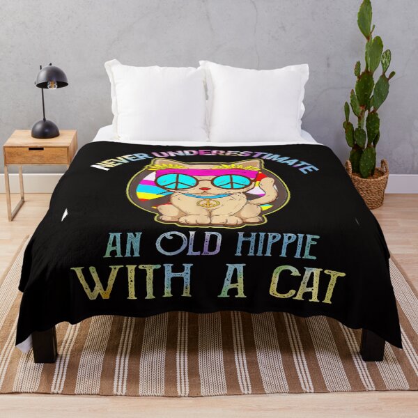 Item preview, Never Underestimate An Old Hippie With A Cat designed and sold by RobeLan.