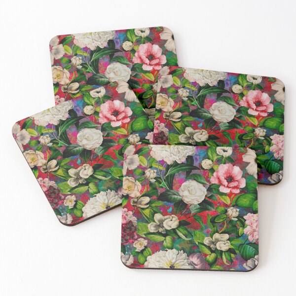 Item preview, Dreamy night garden, Vintage flowers and roses, botanical floral pattern, red vintage botanical designed and sold by ZeinabTaha.