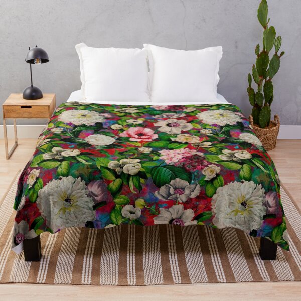 Item preview, Dreamy night garden, Vintage flowers and roses, botanical floral pattern, red vintage botanical designed and sold by ZeinabTaha.