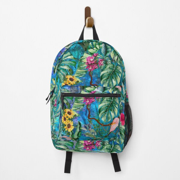 Item preview, Exotic blue turquoise forest, leaves and flowers tropical pattern, botanical illustration, floral illustration designed and sold by ZeinabTaha.