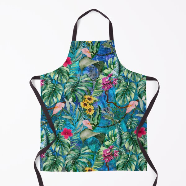 Item preview, Exotic blue turquoise forest, leaves and flowers tropical pattern, botanical illustration, floral illustration designed and sold by ZeinabTaha.