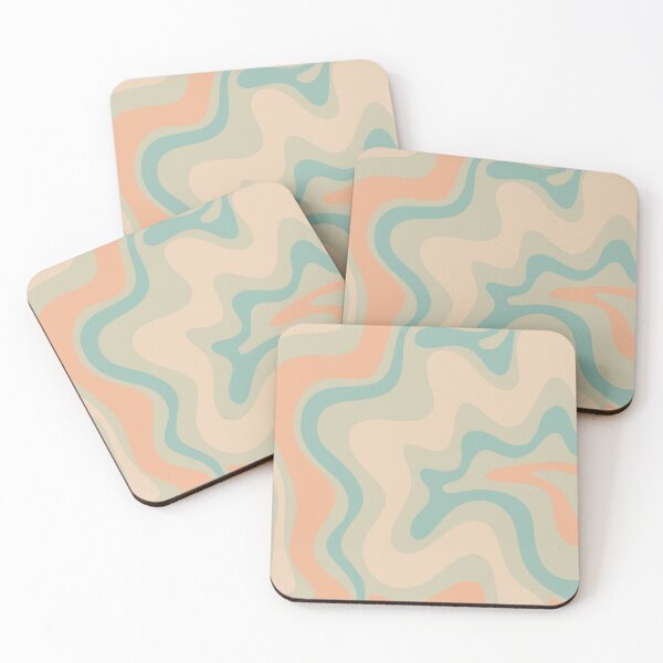 Item preview, Retro Liquid Swirl Abstract Pattern in Light Muted Teal and Apricot Buff designed and sold by kierkegaard.