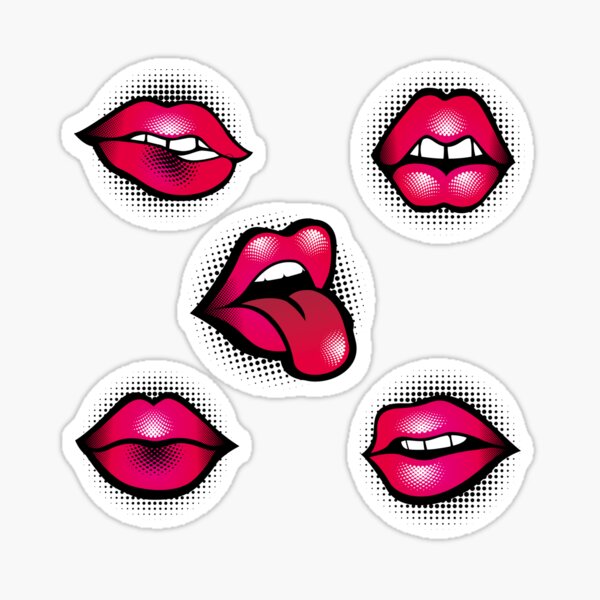 Item preview, Red Lips Stickers pack designed and sold by retrippy.