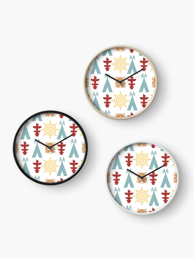 Thumbnail 3 of 4, Clock, Aztec pattern designed and sold by RedTomasB.