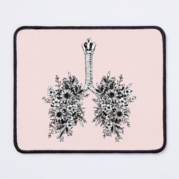 Item preview, Floral Lung, floral leaves, lungs,healthy lung, lungs cancer, respiratory therapist, black background designed and sold by Collagedream.