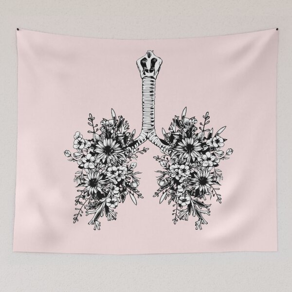 Item preview, Floral Lung, floral leaves, lungs,healthy lung, lungs cancer, respiratory therapist, black background designed and sold by Collagedream.
