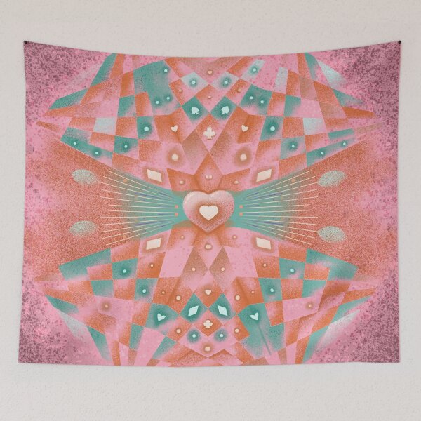 Item preview, Heart mandala in tarot sign pattern on Pink background designed and sold by TinaMalajmare.