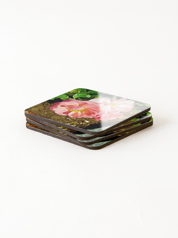 Thumbnail 4 of 5, Coasters (Set of 4), Pink Roses designed and sold by Shulie1.