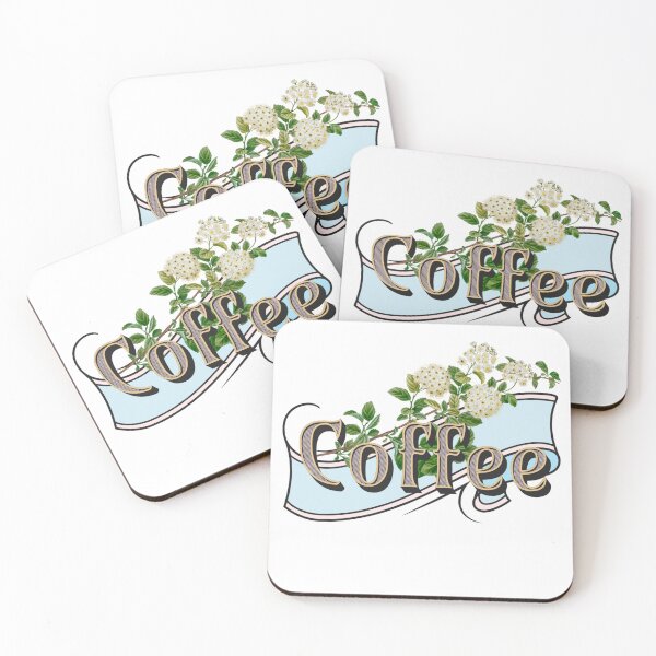 Item preview, Coffee banner with antique botanical - white flowers designed and sold by ZinZoe.