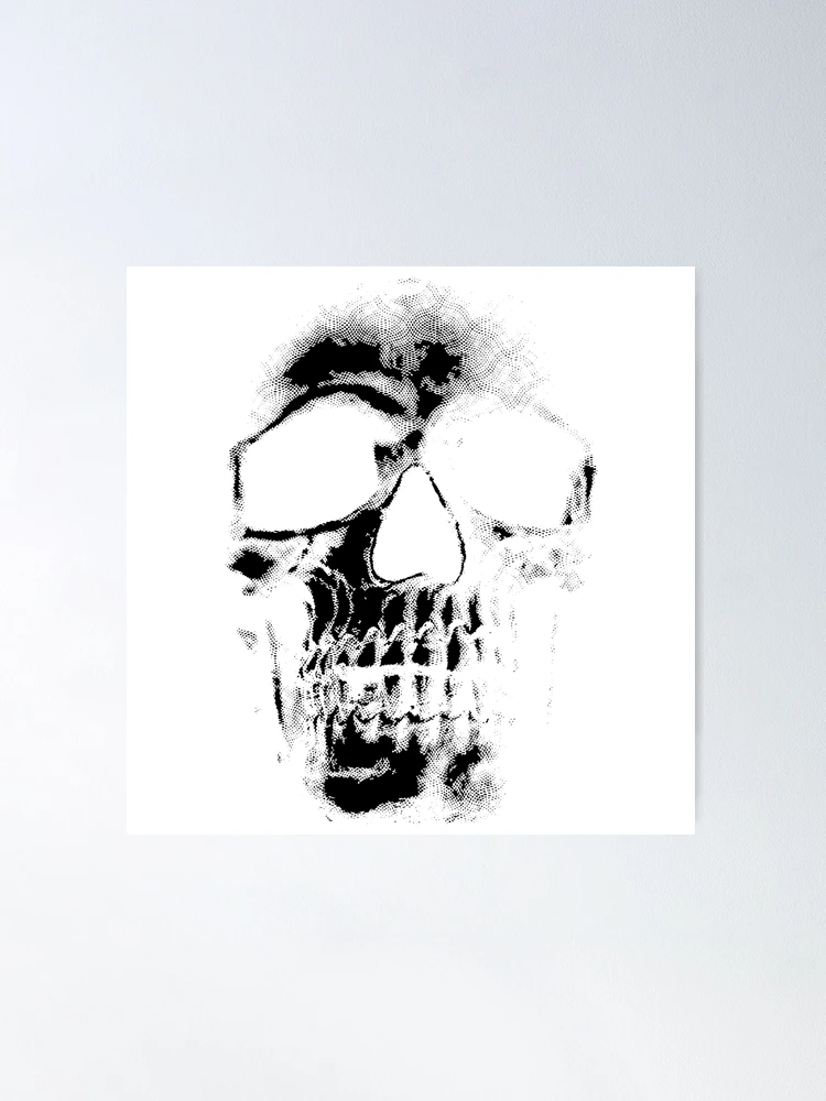 Handmade shops Negative Halftone Skull Canvas Wall Art