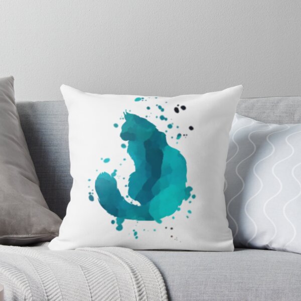 Item preview, cat watercolor blue designed and sold by PicturePatty.
