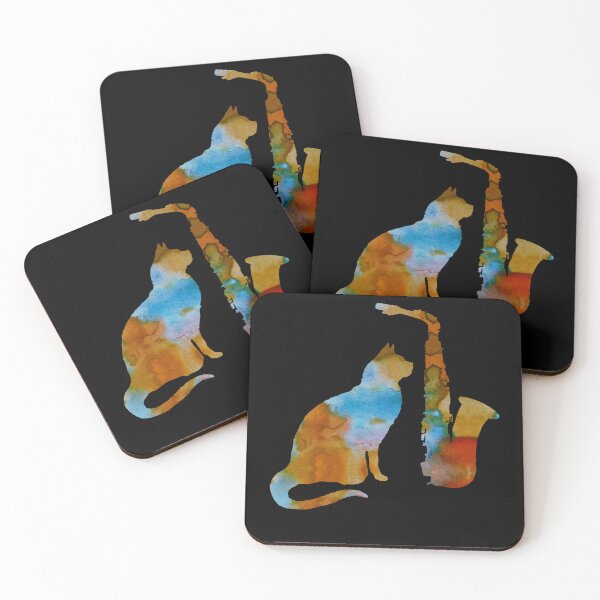 Item preview, Saxophone Cat Art Sticker designed and sold by desireeowe.