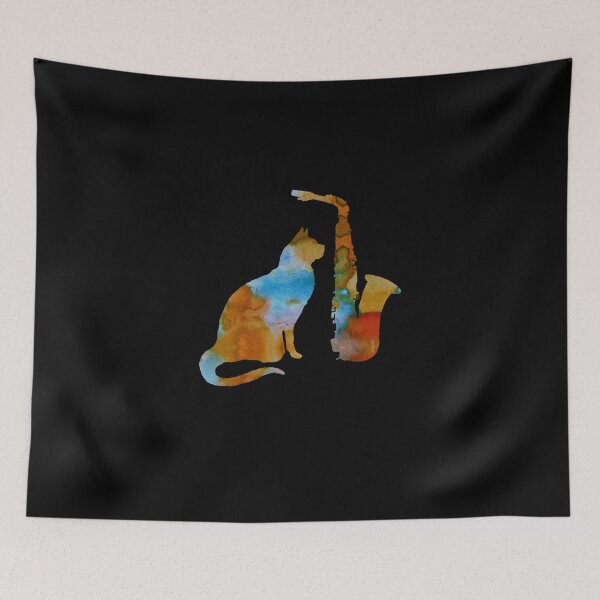 Item preview, Saxophone Cat Art Sticker designed and sold by desireeowe.