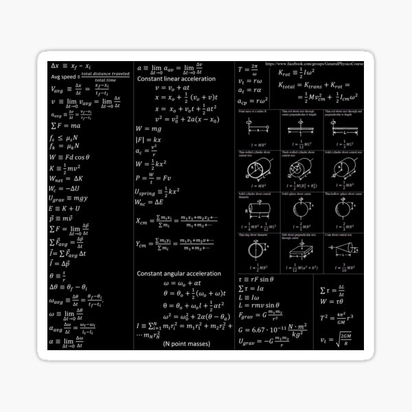 Physics Equations Sticker