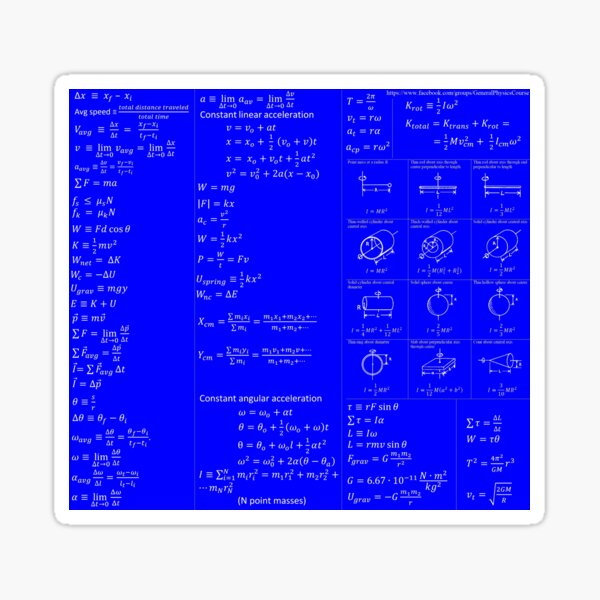 Physics Equations Sticker