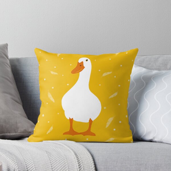 Item preview, White Pekin Duck with feathers and dots repeat pattern designed and sold by NattyDesigns.