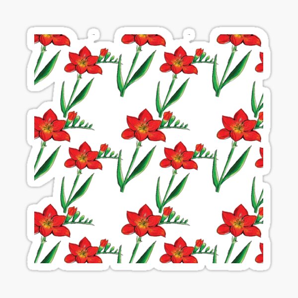 Red Orange Floral Garden Sticker