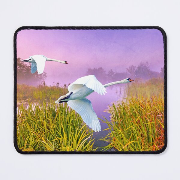 Item preview, Mute Swans Over Marshes designed and sold by FineArtography.