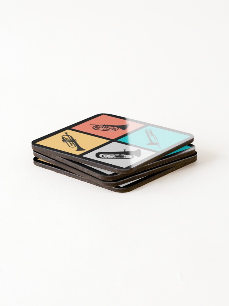 Thumbnail 4 of 5, Coasters (Set of 4), Brass Instruments designed and sold by BlakefourDesign.