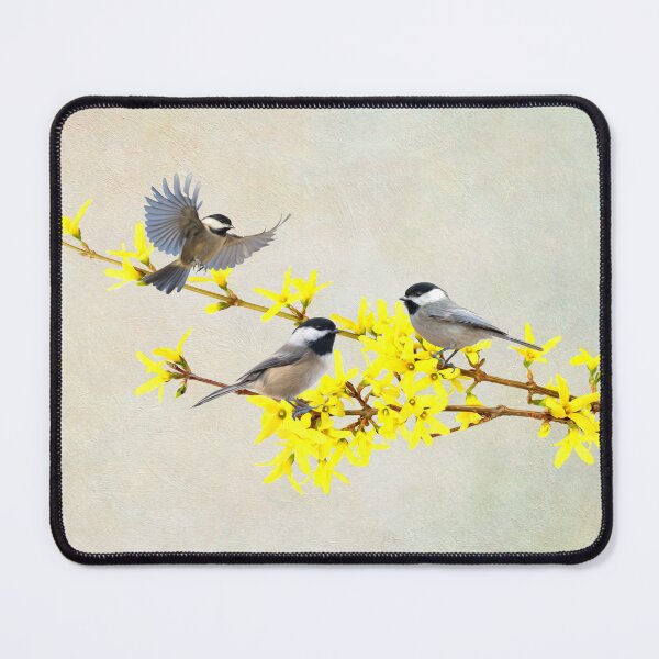Item preview, Chickadees and Forsythia designed and sold by FineArtography.