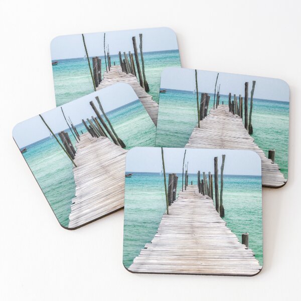 Item preview, Cambodian dock blue water tropical island photo designed and sold by Signs for Dark Times.