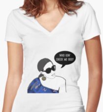 Who gon' check me boo? Women's Fitted V-Neck T-Shirt