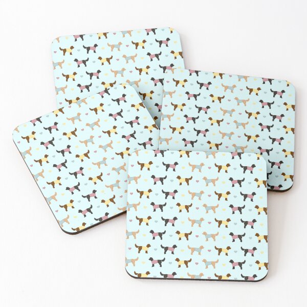 Item preview, Cockapoos and Hearts Pattern - Blue designed and sold by Kittys-Art.