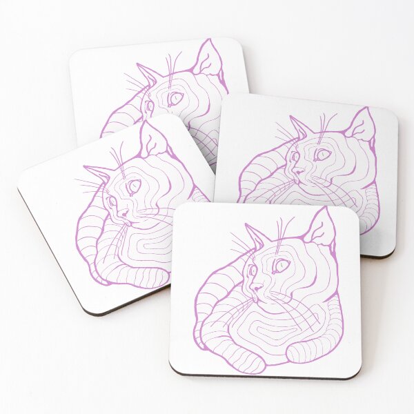 Item preview, Cute chubby chonky cat design - lineart version fat kitty pink colour palette no.3 designed and sold by Balsamista-art.