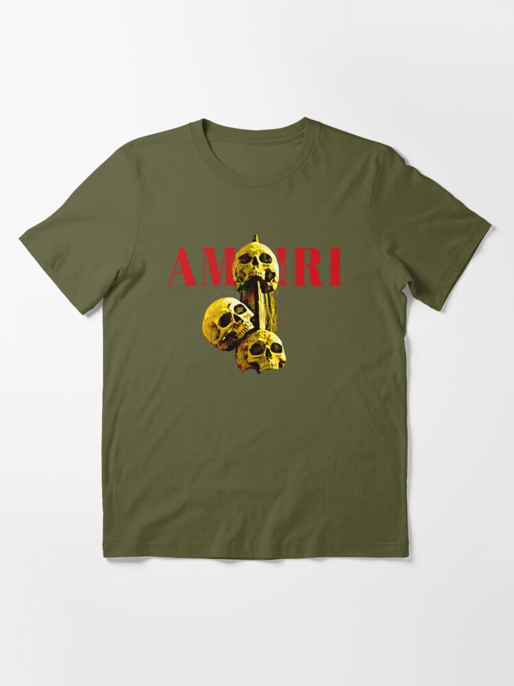 Red amiri Skulls Golden Essential T-Shirt for Sale by edubyte