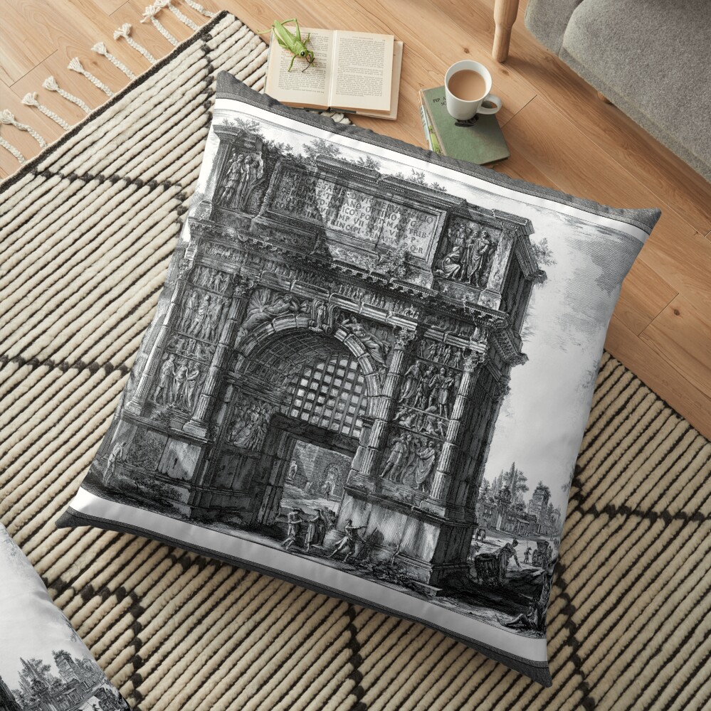 Vedvta dell' arco di Benevento nel regno di Napoli by Giovanni Battista Piranesi An Impressive Capriccio 2 Vedvta dell' arco di Benevento nel regno di Napoli by Giovanni Battista Piranesi Remastered Xzendor7 Classical Art Old Masters Reproductions Floor Pillow