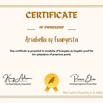Artwork thumbnail, The Lark's Pearl: Certificate of Ownership by RWR by EH Merch