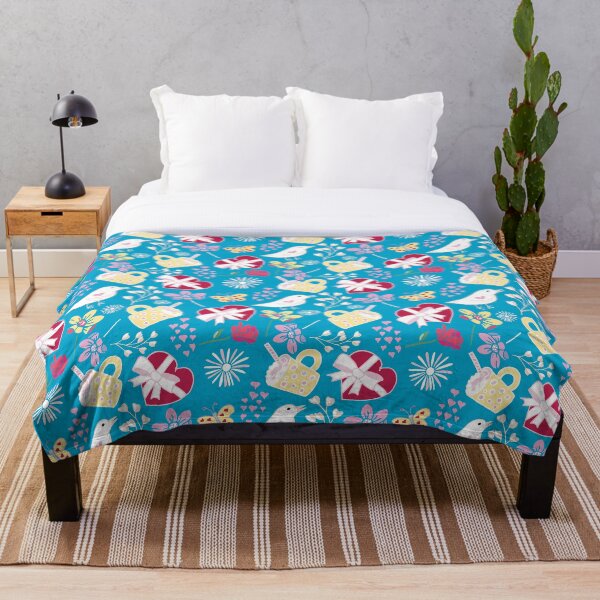 Item preview, Cute Retro Blue Floral Hearts & Birds designed and sold by Christina Wedberg.