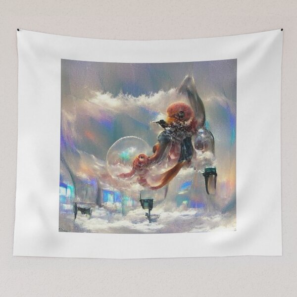 Item preview, celestial octopus flying abstract designed and sold by Zevy-Darling.