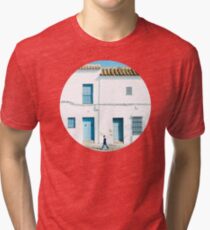 White and blue town Tri-blend T-Shirt