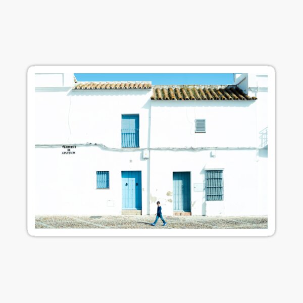 Pueblo blanco y azul Pegatina