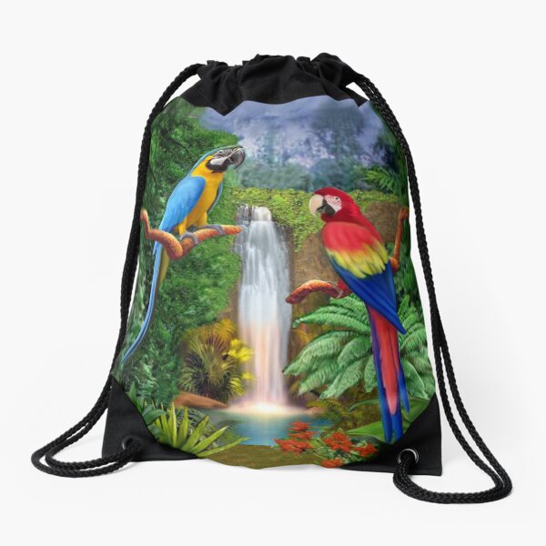 MACAW TROPICAL PARROTS Drawstring Bag