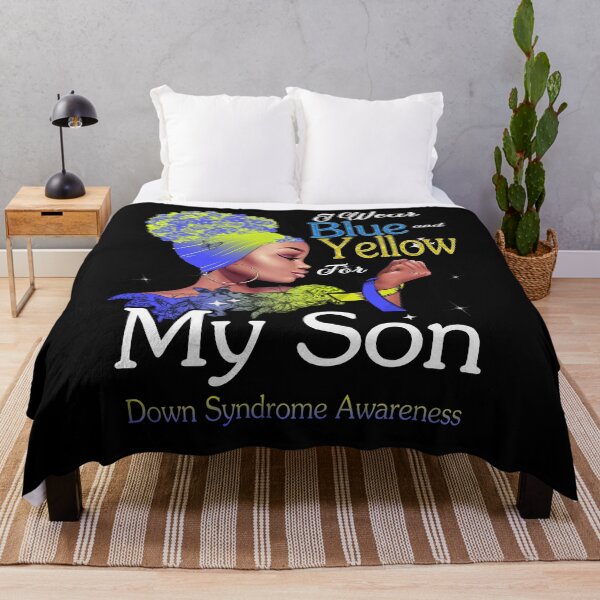 Item preview, Down Syndrome Awareness Black Girl I Wear Blue And Yellow For My Son designed and sold by tenjun16.