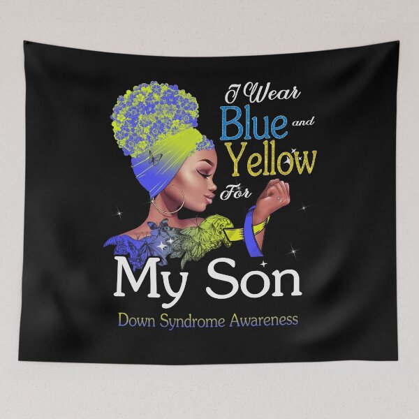 Item preview, Down Syndrome Awareness Black Girl I Wear Blue And Yellow For My Son designed and sold by tenjun16.