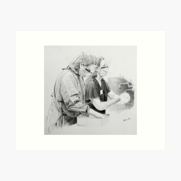 Nurse Annie - Drawing by Adelaide Artist Avril Thomas - South Australian Artist Art Print