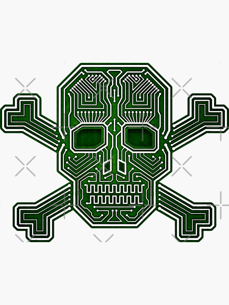 "Hacker Skull Crossbones Isolated" Sticker by hacktees-shop | Redbubble