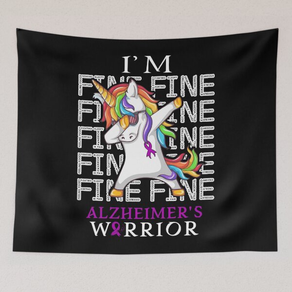 Item preview, Unicorn Alzheimer's Warrior I'm Fine Alzheimer's Awareness designed and sold by Hatjar.