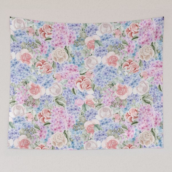 Item preview, Pastel Colored Floral Patterns | Roses & Hydrangeas | Pink, White, Blue & Lilac Watercolor Flowers  designed and sold by AurayaStudio.